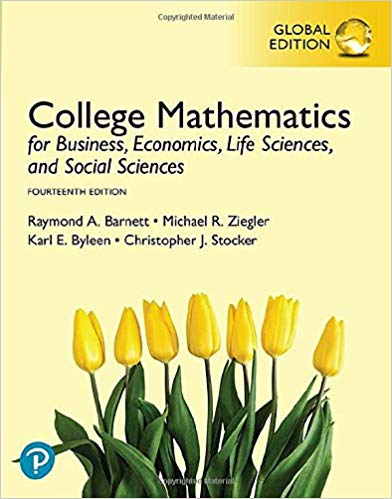 College Mathematics for Business Economics Life Sciences and Social Sciences 14th Global