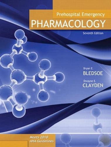 Prehospital Emergency Pharmacology 7th by Bryan E Bledsoe