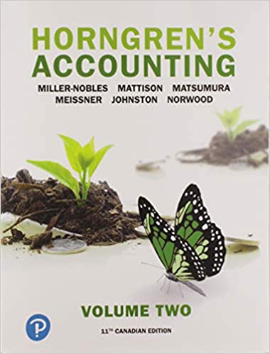 Horngren8217s Accounting Volume 2 Eleventh Canadian 11th